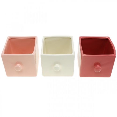 Floristik24 Tiroir pour plantation, décoration en céramique, tiroir décoratif, jardinière 3pcs
