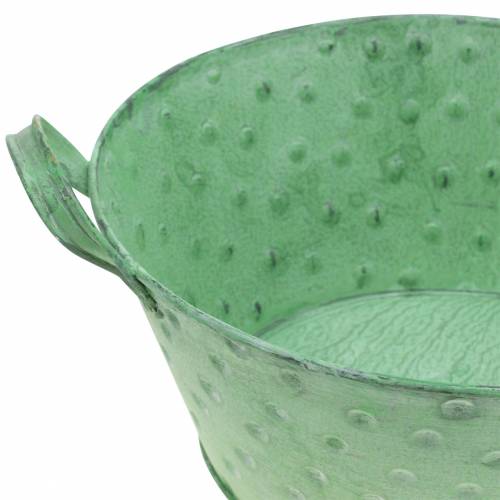 Article Jardinière Bol Déco Métal Vert Lavé Ø24cm H10cm