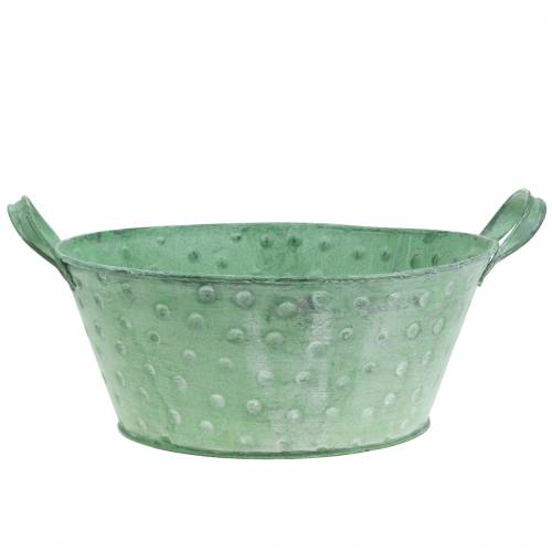 Floristik24 Jardinière Bol Déco Métal Vert Lavé Ø24cm H10cm