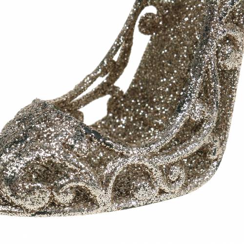 Floristik24 Décorations pour sapin de Noël chaussure champagne paillettes 13cm 12pcs