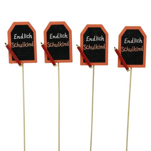 Floristik24 Bouchon décoratif rentrée scolaire «Enfin l&#39;écolier» bois 7×5,5cm 16pcs