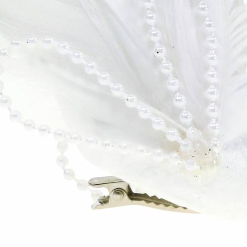 Floristik24 Décorations de sapin de Noël cygne avec couronne et plume 14cm