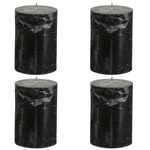 Article Bougies noires bougies piliers couleur unie 70x100mm 4 pcs