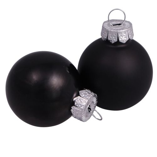 Article Boules de Noël noires en verre mini mat brillant Ø3cm 22 pcs