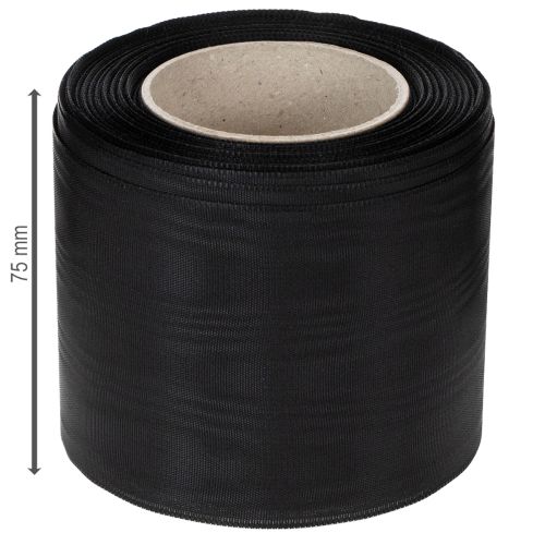 Ruban noir pour couronne, 75 mm, 25 m - ruban de deuil en acétate pour impression et décoration. | Floristik24.be