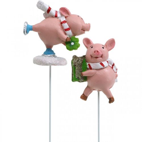 Floristik24 Cochon déco Noël cochon porte-bonheur plug fleur 4pcs