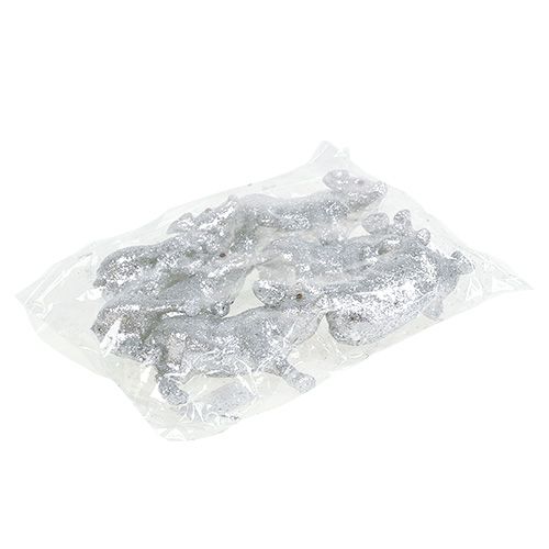 Floristik24 Cochon à paillettes argent 9 cm 6 pièces
