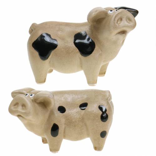 Floristik24 Cochon tacheté céramique 11cm lot de 2