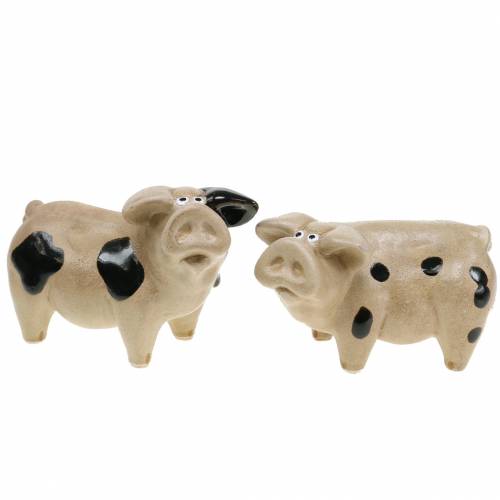 Floristik24 Cochon tacheté céramique 11cm lot de 2