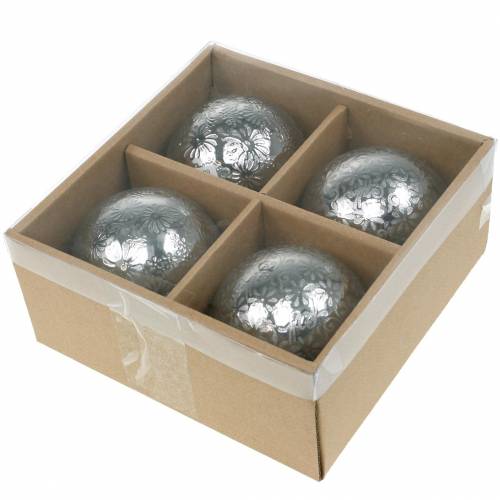Floristik24 Boule flottante fleurs métal argenté Ø8cm assorties 4pcs