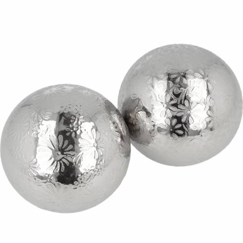 Floristik24 Boule flottante fleurs métal argenté Ø8cm assorties 4pcs