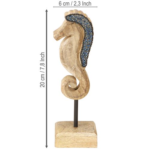 Article Décoration hippocampe avec perles en bois de manguier décoration maritime 20cm