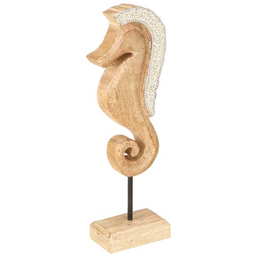 Décoration hippocampe avec perles, décoration de table maritime, bois, 28 cm
