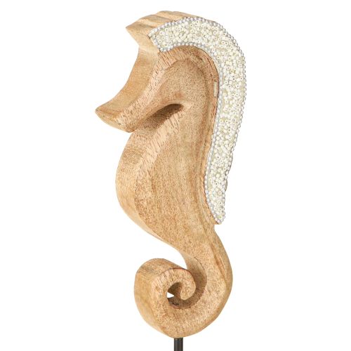 Article Décoration hippocampe avec perles, décoration de table maritime, bois, 28 cm