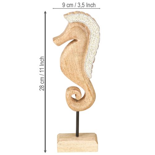 Article Décoration hippocampe avec perles, décoration de table maritime, bois, 28 cm