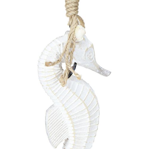 Article Décoration hippocampe à suspendre en blanc délavé 27 cm