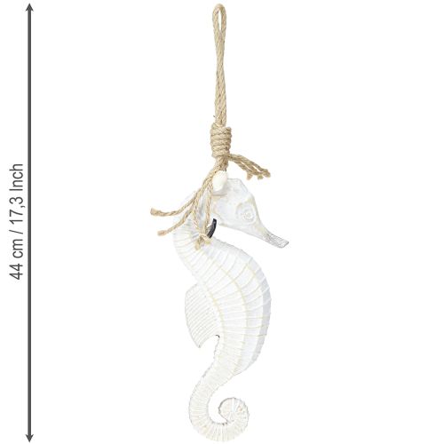 Article Décoration hippocampe à suspendre en blanc délavé 27 cm