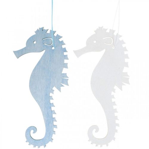 Floristik24 Hippocampe à suspendre bleu, blanc cintre décoration maritime 8 pièces