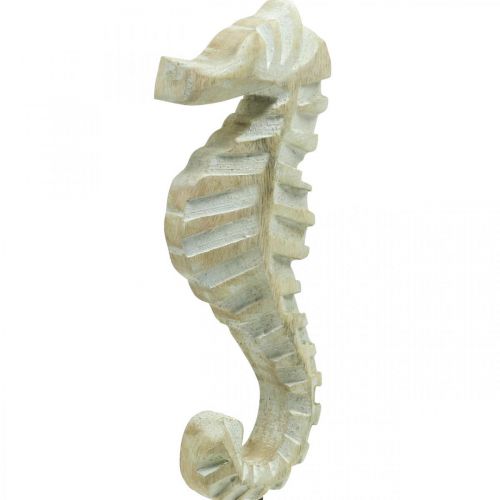 Floristik24 Hippocampe à poser, décoration bois maritime, décoration de table, décoration estivale couleurs naturelles, blanc H28cm