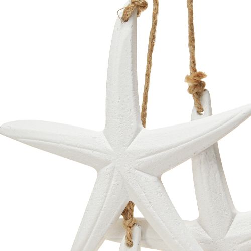 Article Décoration étoile de mer décoration maritime en bois à suspendre blanche avec 3 étoiles 46cm