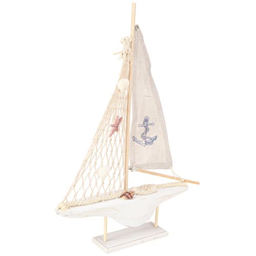 Floristik24 Décoration voilier bois pin sur socle blanc naturel H39cm