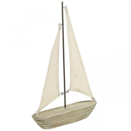 Floristik24 Voilier décoratif en bois, décoration maritime, navire décoratif shabby chic, couleurs naturelles, blanc H29cm L18cm