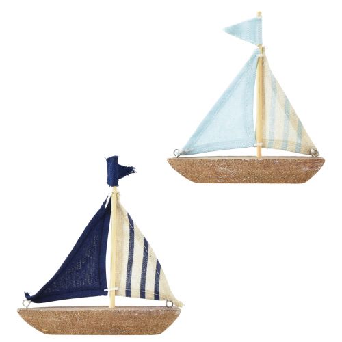 Floristik24 Voilier vintage bateau décoratif en bois 12×3×15cm assorti 2pcs