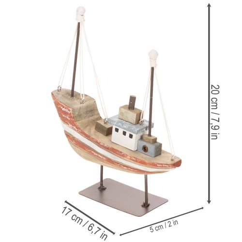Maquette décorative de bateau en bois pour rebord de fenêtre 20 cm | Floristik24.be