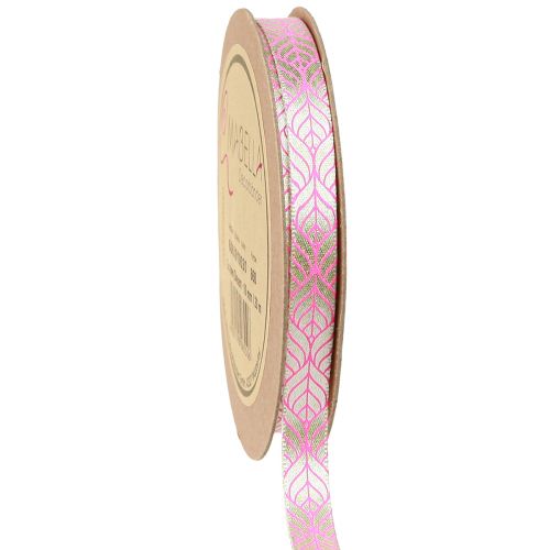 Article Ruban de soie feuilles ruban cadeau beige rose 10mm 20m