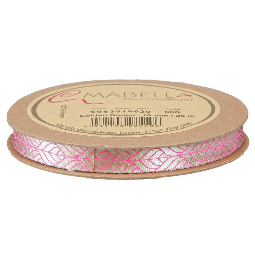 Article Ruban de soie feuilles ruban cadeau beige rose 10mm 20m