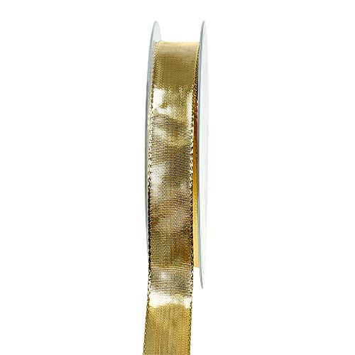 Article Ruban cadeau or avec bordure métallique 15mm 25m