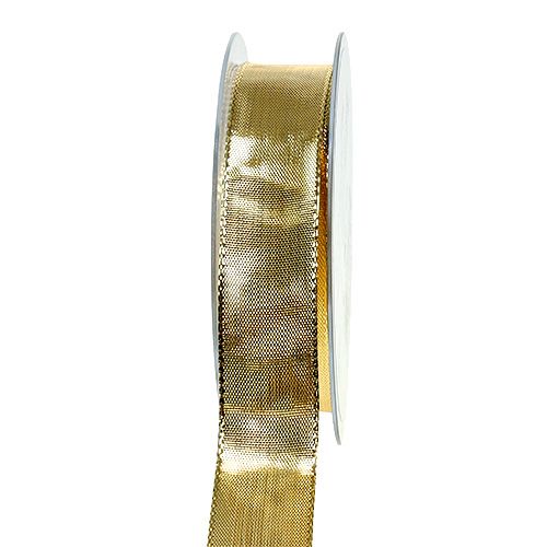 Article Ruban cadeau or avec bord fil 25mm 25m