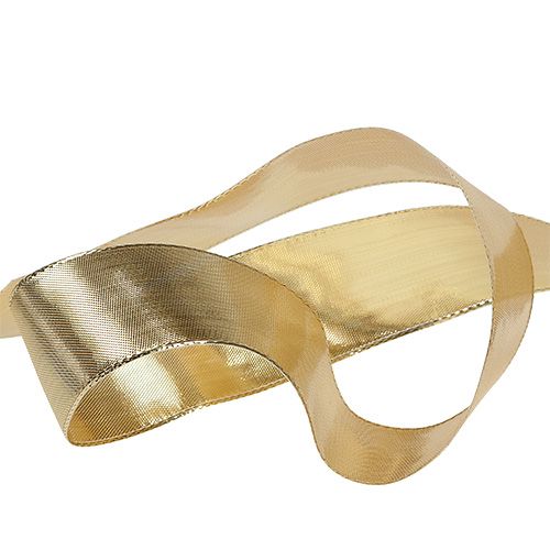 Floristik24 Ruban cadeau doré avec bord en fil de fer 40mm 25m