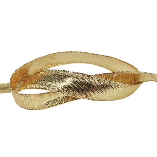 Floristik24 Ruban avec bordure fil or 15mm 25m