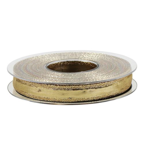 Floristik24 Ruban avec bordure fil or 15mm 25m