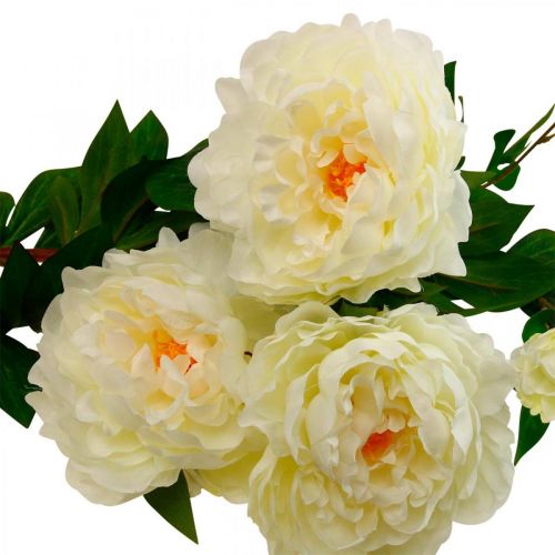 Article Fleur en soie pivoine artificielle blanc crème 135cm