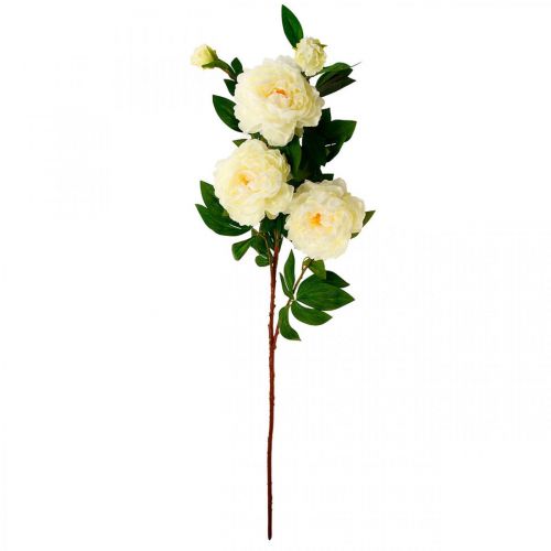 Article Fleur en soie pivoine artificielle blanc crème 135cm