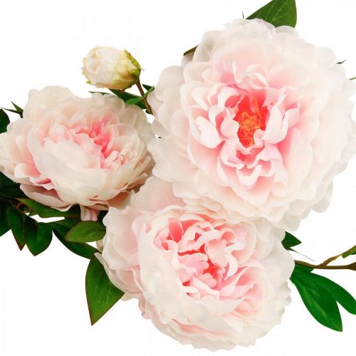 Pivoine Artificielle Fleur en Soie Rose Clair, Blanc 135cm