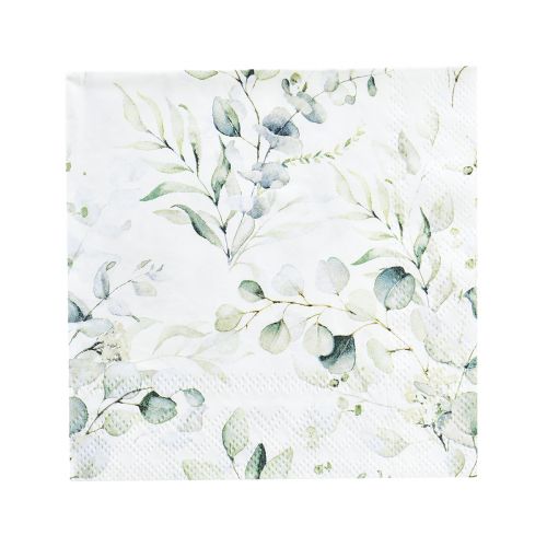 Floristik24 Serviettes eucalyptus décoration de table décorative blanc 25x25cm 20 pcs
