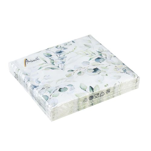 Floristik24 Serviettes eucalyptus décoration de table décorative blanc 25x25cm 20 pcs