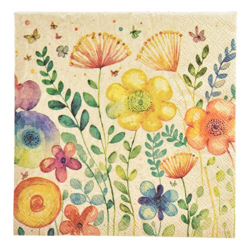 Floristik24 Serviettes Printemps Papillon Fleurs 33x33cm 20 pcs