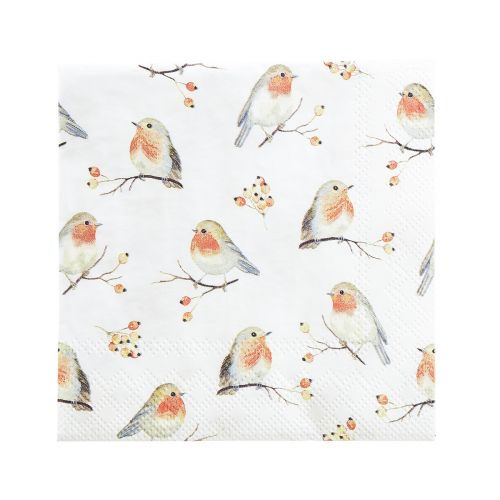 Floristik24 Serviettes Automne Robin Rose Musquée 25x25cm 20 pcs