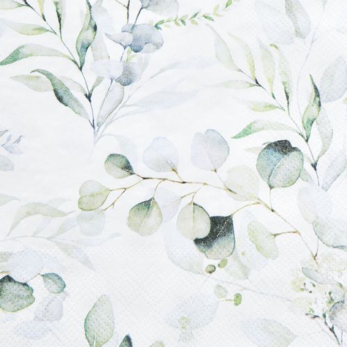 Floristik24 Serviettes motif eucalyptus blanc vert 33x33cm 20 pcs