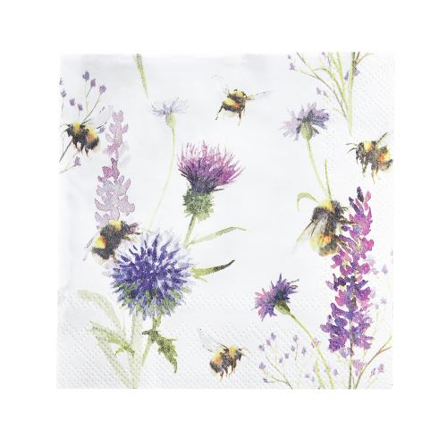 Serviettes d&#39;été décoration bourdons abeilles 25x25cm 20pcs