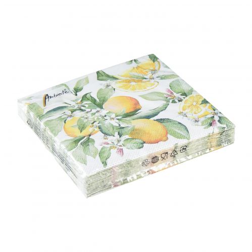 Floristik24 Serviettes décoration de table d'été décoration citron 25x25cm 20 pcs