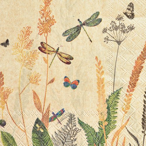 Article Serviettes été prairie libellules fleurs 33x33cm 20pcs