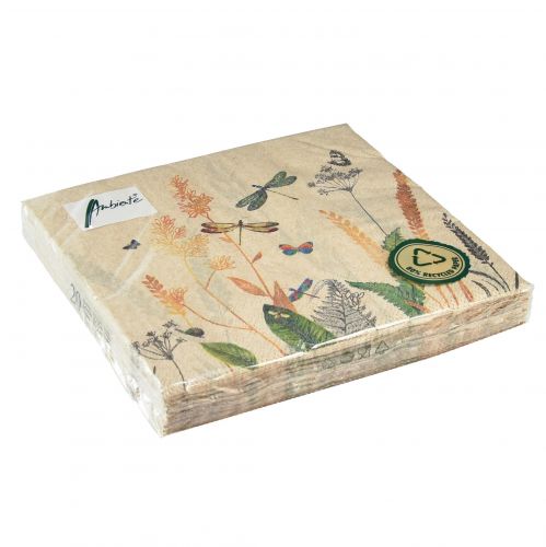 Article Serviettes été prairie libellules fleurs 33x33cm 20 pcs