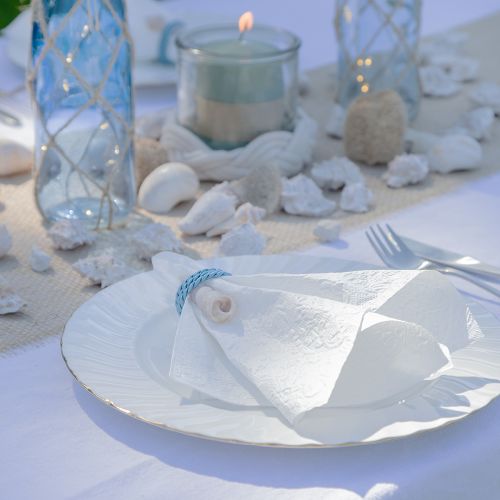 Article Serviettes de Table Blanches Décoration de Table Motif Gaufré 33x33cm 15pcs