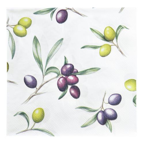 Floristik24 Serviettes aux olives décoration de table d&#39;été 33x33cm 20 pcs