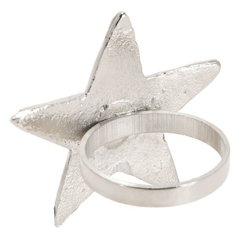 Article Porte-serviettes étoile ronds de serviette métal argenté 7cm Ø4cm 4 pcs
